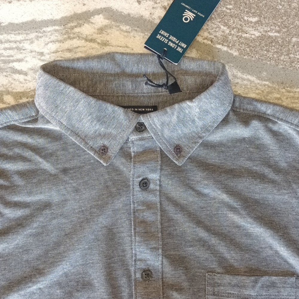 Kenneth Cole Men's Long Sleeve Knit Pique Shirt NEW Size Large